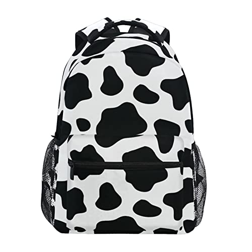 Krafig Black and White Cow Print Boys Girls Kids School Backpacks Bookbag, Elementary School Bag Travel Backpack Daypack