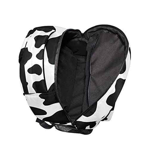 Krafig Black and White Cow Print Boys Girls Kids School Backpacks Bookbag, Elementary School Bag Travel Backpack Daypack