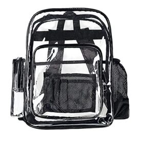 clear backpack heavy duty pvc transparent backpack for school, stadium, sports, concert, work, security, travel, college, black