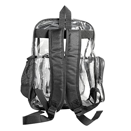 Clear Backpack Heavy Duty PVC Transparent Backpack for School, Stadium, Sports, Concert, Work, Security, Travel, College, Black