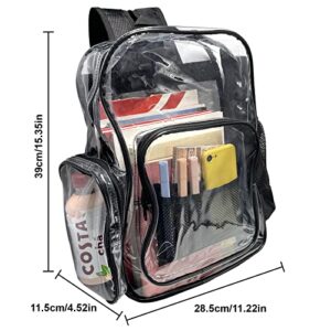 Clear Backpack Heavy Duty PVC Transparent Backpack for School, Stadium, Sports, Concert, Work, Security, Travel, College, Black