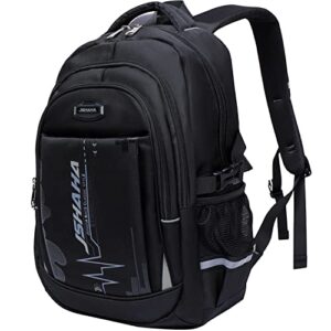 jsahah school backpacks student bookbag casual shoulder daypack travel back pack for teen boys black grey