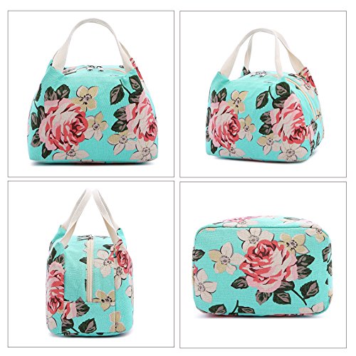 Abshoo Floral Backpacks For Girls Canvas School Bookbags Teen Girls Backpacks With Lunch Bag (Floral Lake Blue)