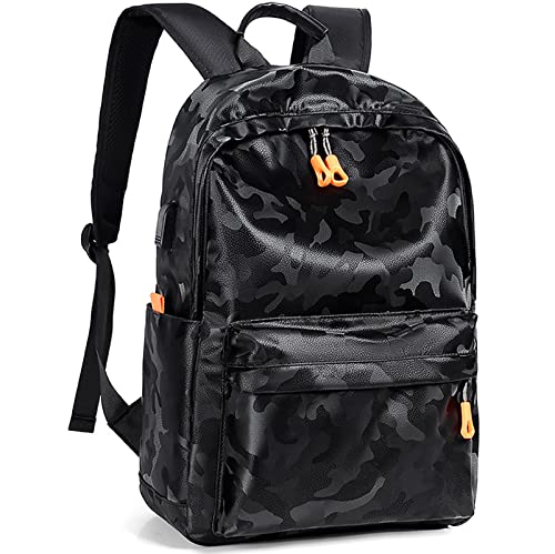 Black BackPack for Boys and Men, 15.6 Inch Laptop BackPack College Students School Bookbag with USB (Camo)