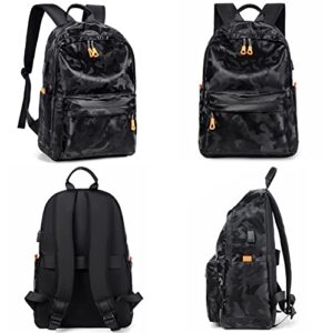 Black BackPack for Boys and Men, 15.6 Inch Laptop BackPack College Students School Bookbag with USB (Camo)