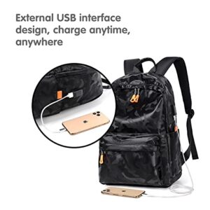 Black BackPack for Boys and Men, 15.6 Inch Laptop BackPack College Students School Bookbag with USB (Camo)