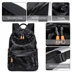 Black BackPack for Boys and Men, 15.6 Inch Laptop BackPack College Students School Bookbag with USB (Camo)