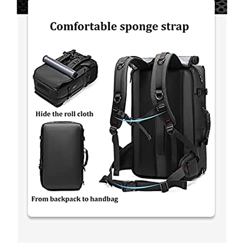 Extra Large Backpack for Men 50l, Men Travel Backpack,Waterproof 17 Inch Business Laptop Backpack with Shoe Bag, Hidden USB Charging Port Outdoor Backpack for Woman, Black, 21.65*13*7.87 Inch