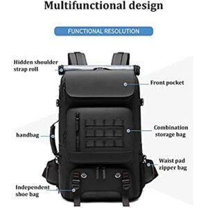 Extra Large Backpack for Men 50l, Men Travel Backpack,Waterproof 17 Inch Business Laptop Backpack with Shoe Bag, Hidden USB Charging Port Outdoor Backpack for Woman, Black, 21.65*13*7.87 Inch