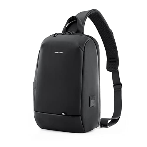 Kingsons Sling Bag Men Crossbody Shoulder Bag with USB Charging Port Waterproof RFID Anti-theft Travel Chest Bags Casual Daypack Fit for 13.3in Laptop