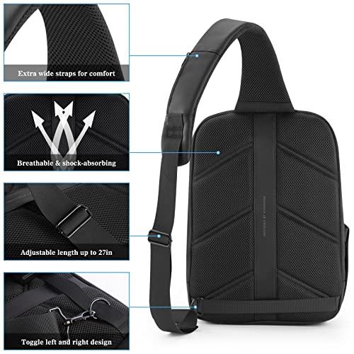 Kingsons Sling Bag Men Crossbody Shoulder Bag with USB Charging Port Waterproof RFID Anti-theft Travel Chest Bags Casual Daypack Fit for 13.3in Laptop