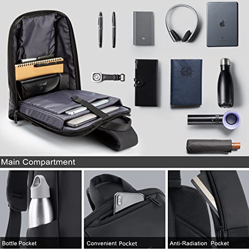 Kingsons Sling Bag Men Crossbody Shoulder Bag with USB Charging Port Waterproof RFID Anti-theft Travel Chest Bags Casual Daypack Fit for 13.3in Laptop