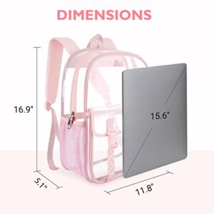 mommore Clear Backpack Heavy Duty Thick PVC Clear Bookbags for School Large Transparent Backpack with Lockable Zippers