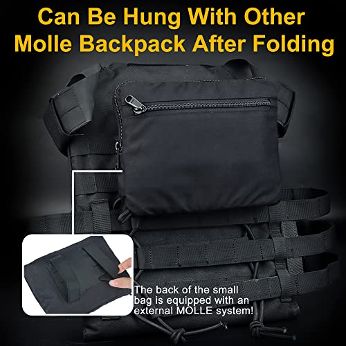 Guayma Small Tactical Foldable Backpack Military Molle Bags Hiking Daypacks For Men&Women Travel Work Outdoors,black