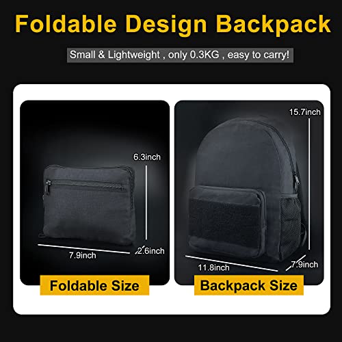 Guayma Small Tactical Foldable Backpack Military Molle Bags Hiking Daypacks For Men&Women Travel Work Outdoors,black