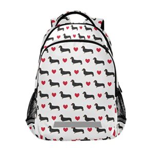 dachshund dog love heat paw print backpacks travel laptop daypack school book bag for men women teens kids