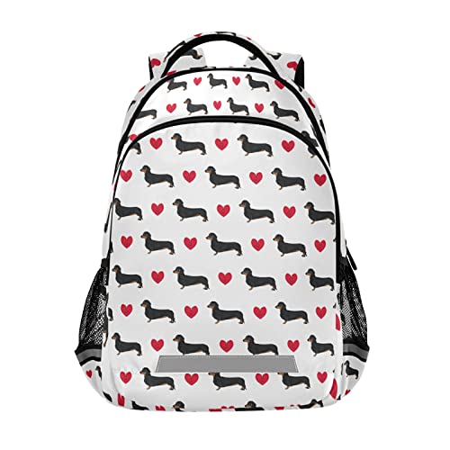 Dachshund Dog Love Heat Paw Print Backpacks Travel Laptop Daypack School Book Bag for Men Women Teens Kids