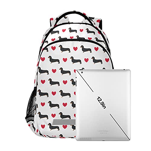 Dachshund Dog Love Heat Paw Print Backpacks Travel Laptop Daypack School Book Bag for Men Women Teens Kids