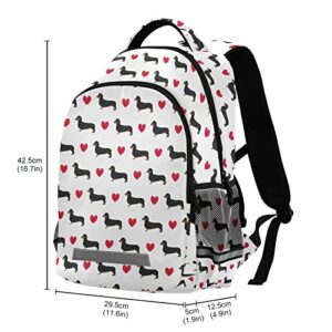 Dachshund Dog Love Heat Paw Print Backpacks Travel Laptop Daypack School Book Bag for Men Women Teens Kids