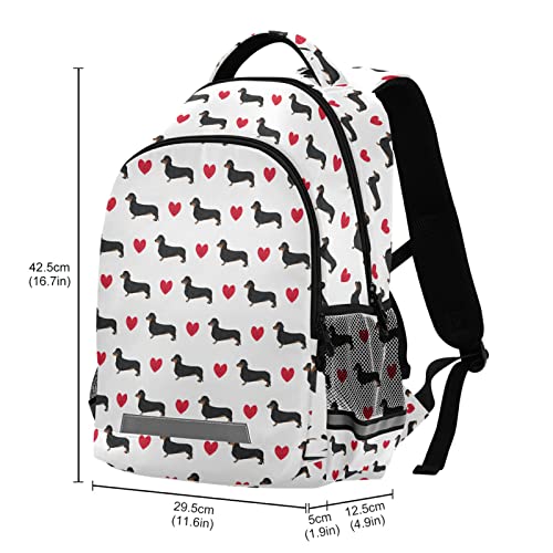 Dachshund Dog Love Heat Paw Print Backpacks Travel Laptop Daypack School Book Bag for Men Women Teens Kids