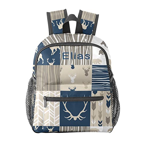 Eiis Woodland Forest Deer Bear Personalized School Backpack for Teen Kid-Boy /Girl Toddler Daypack Kindergarten One Size P22889 P22889