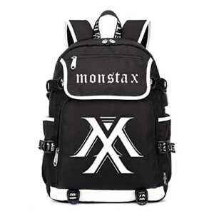 justgogo luminous kpop monsta x backpack daypack laptop bag college bag book bag school bag with usb charging port