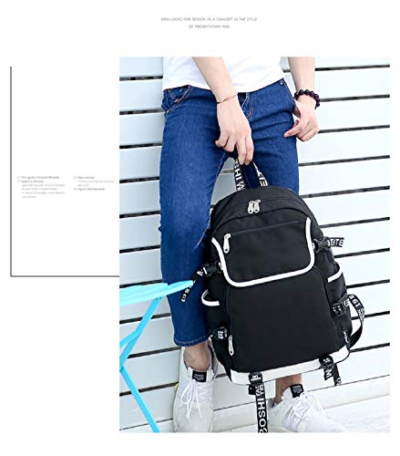 JUSTGOGO Luminous KPOP MONSTA X Backpack Daypack Laptop Bag College Bag Book Bag School Bag with USB Charging Port