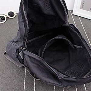 Womens Denim Backpack Purse Teen Girls Casual Style Lightweight Canvas Backpack School Bag Travel Daypack (Navy)