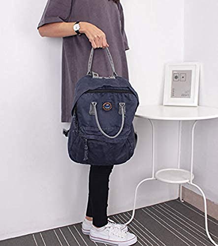 Womens Denim Backpack Purse Teen Girls Casual Style Lightweight Canvas Backpack School Bag Travel Daypack (Navy)