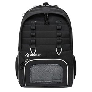 rip-it | womens pro black & silver soccer backpack with padded adjustable straps | ventilated pockets, water resistant bonnet, & soccer ball compartment