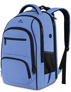 matein large laptop backpack, water resistant 17 inch travel laptop backpack with waterproof wet & dry pocket, college lightweight daypack durable anti theft computer bag for men & women, blue