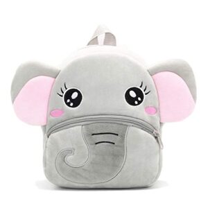 nice choice cute toddler backpack toddler bag plush animal cartoon mini travel bag for baby girl boy 2-6 years(grey elephant)