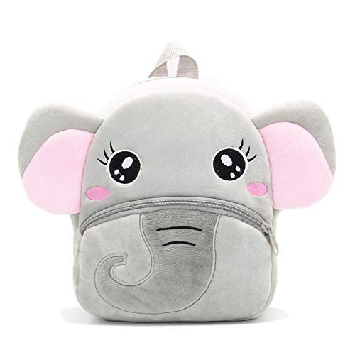 NICE CHOICE Cute Toddler Backpack Toddler Bag Plush Animal Cartoon Mini Travel Bag for Baby Girl Boy 2-6 Years(Grey Elephant)