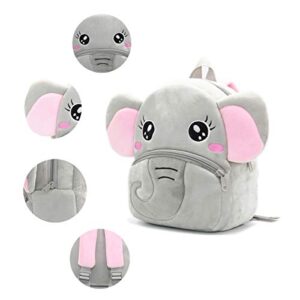 NICE CHOICE Cute Toddler Backpack Toddler Bag Plush Animal Cartoon Mini Travel Bag for Baby Girl Boy 2-6 Years(Grey Elephant)