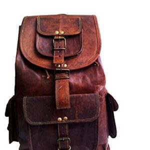 21" Brown Leather Backpack Vintage Rucksack Laptop Bag Water Resistant Casual Daypack College Bookbag Comfortable Lightweight Travel Hiking/picnic For Men