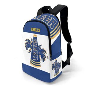 Personalized Name Cheerleader Megaphone Blue Backpack Unisex Bookbag for Boy Girl Travel Daypack Bag Purse 17.7 IN