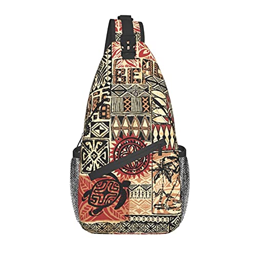 JUNGENIUPI Hawaiian style tribal art Unisex Chest Bags Crossbody Sling Backpack Travel Hiking Daypack Crossbody Shoulder Bag For Women Men, One Size(JUNGENIUP-{id})