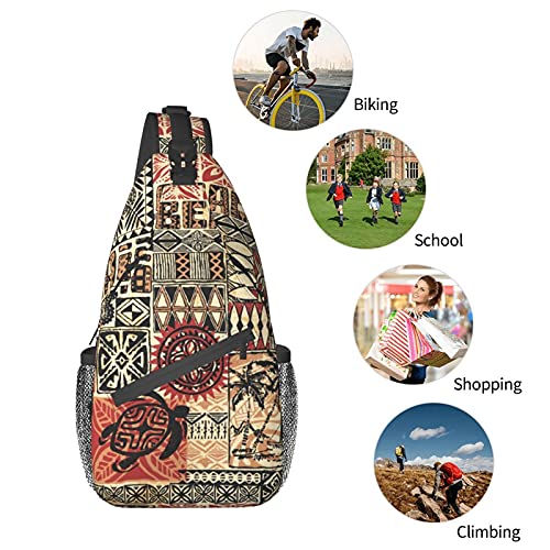 JUNGENIUPI Hawaiian style tribal art Unisex Chest Bags Crossbody Sling Backpack Travel Hiking Daypack Crossbody Shoulder Bag For Women Men, One Size(JUNGENIUP-{id})