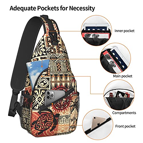 JUNGENIUPI Hawaiian style tribal art Unisex Chest Bags Crossbody Sling Backpack Travel Hiking Daypack Crossbody Shoulder Bag For Women Men, One Size(JUNGENIUP-{id})