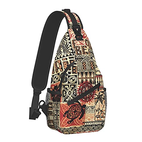 JUNGENIUPI Hawaiian style tribal art Unisex Chest Bags Crossbody Sling Backpack Travel Hiking Daypack Crossbody Shoulder Bag For Women Men, One Size(JUNGENIUP-{id})