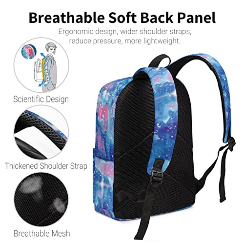 Blue Galaxy Backpack, Lightweight Galaxy Bookbag, Outdoor Work Travel Laptop Shoulder Bag, Durable Daypack for Boys Girls Teens Women (Galaxy)