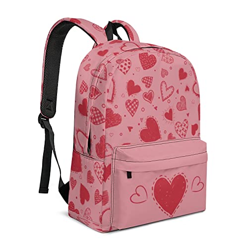 Vyacrtax Heart Backpack Large Capacity Teen Bookbag for Girls Hand-painted Style Laptop Backpack Casual Cute Travel Bag Daily Knapsack for Women