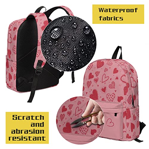 Vyacrtax Heart Backpack Large Capacity Teen Bookbag for Girls Hand-painted Style Laptop Backpack Casual Cute Travel Bag Daily Knapsack for Women