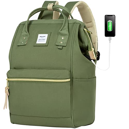 Bebowden Travel Laptop Backpack for Women Men College School Bag Business Work Anti Thef Water Resistant Casual Daypack Fits 14 Inch Laptop Green