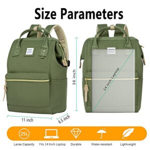 Bebowden Travel Laptop Backpack for Women Men College School Bag Business Work Anti Thef Water Resistant Casual Daypack Fits 14 Inch Laptop Green