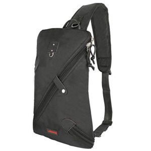 larswon sling bag, lightweight large chest bag laptop backpack shoulder bag for men women black