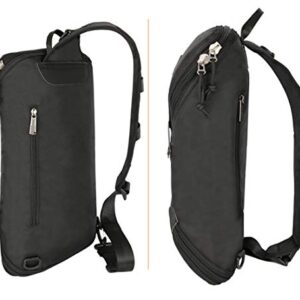 Larswon Sling Bag, Lightweight Large Chest Bag Laptop Backpack Shoulder Bag for Men Women Black