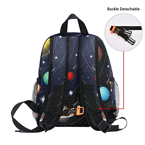 Custom Universe Solar System Kids Backpack for Girls Boys, Space Planets Toddler Casual Daypack Backpacks, Personalized with Kid's Name Preschool School Bag, Children Travel Bookbag with Chest Strap