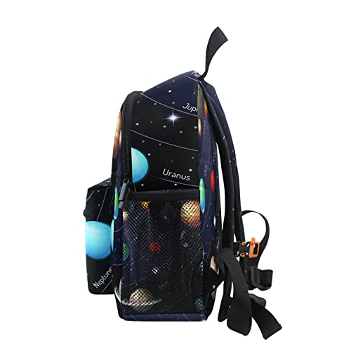 Custom Universe Solar System Kids Backpack for Girls Boys, Space Planets Toddler Casual Daypack Backpacks, Personalized with Kid's Name Preschool School Bag, Children Travel Bookbag with Chest Strap