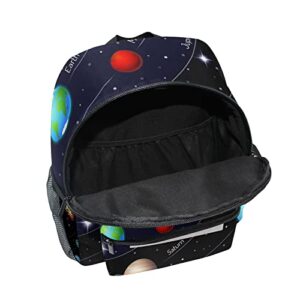 Custom Universe Solar System Kids Backpack for Girls Boys, Space Planets Toddler Casual Daypack Backpacks, Personalized with Kid's Name Preschool School Bag, Children Travel Bookbag with Chest Strap